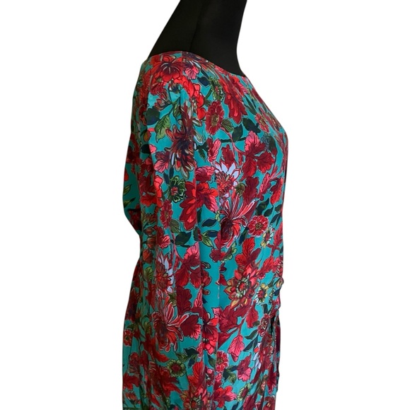 Talbots Teal Floral Dress Mid-length Sustainable Size 16 - Picture 5 of 12